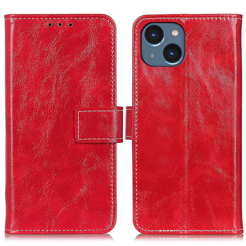 For iPhone 15 Plus Crazy Horse Texture Wallet Cover Retro PU Leather Stand Phone Case For iPhone 15 Plus Crazy Horse Texture Wallet Cover Retro PU Leather Stand Phone Case